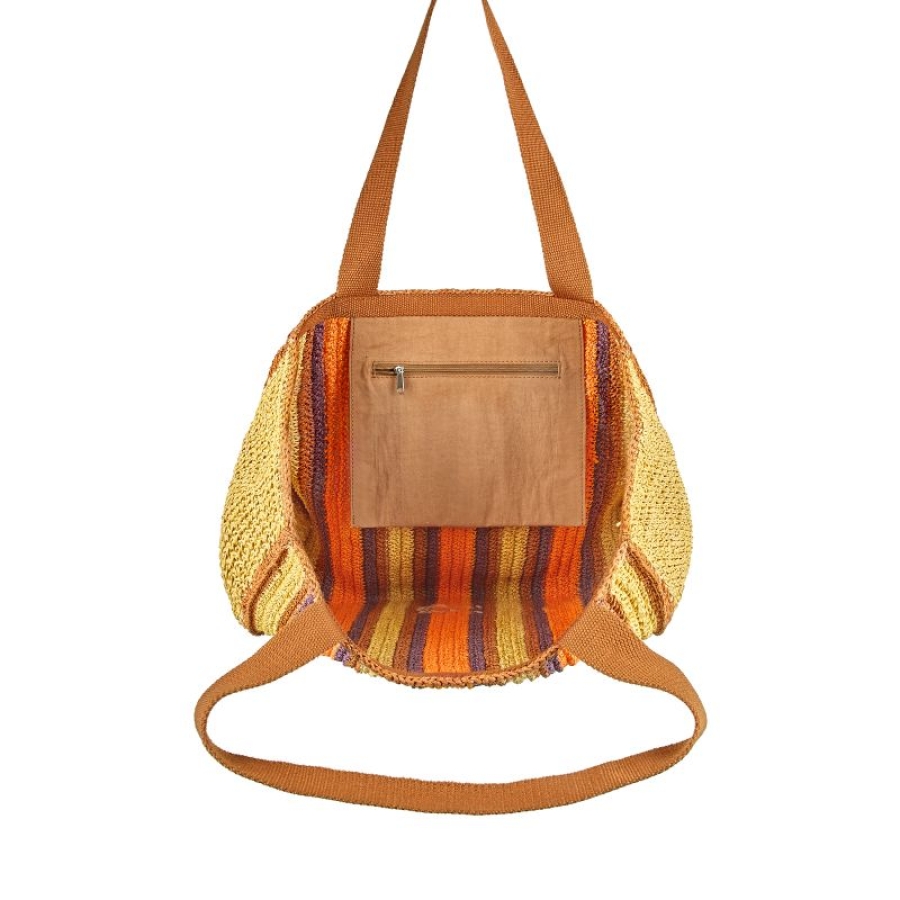 SEABREEZE BANDE TOTE ORANGE BROWN aus Raffiabast